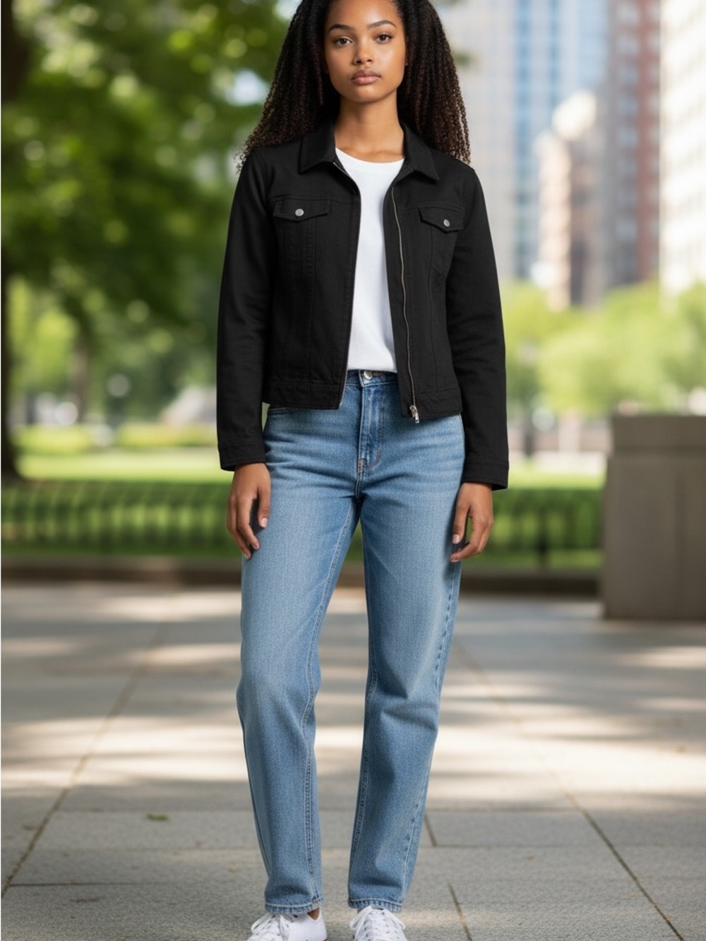 Judith Hart Black Cotton Stretch Zip Jacket – Size 14